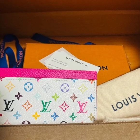 Louis Vuitton Murakami multicolor White and Pink Card Holder New in box - Picture 7 of 9